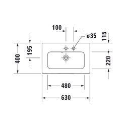 Duravit ME by Starck Waschtisch 400x630x180mm, Compact, Weiß SDM, Rechteckig, 1 Was... DURAVIT-2342633260 4053424893167 (Abb. 1)