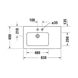 Duravit ME by Starck Waschtisch 490x830x180mm, Weiß Seidenmatt, Rechteckig, 1 Wasch... DURAVIT-2345833260 4053424893327 (Abb. 1)