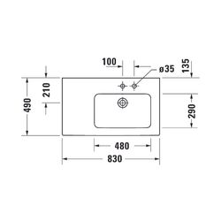 Duravit ME by Starck Waschtisch 490x830x180mm, Weiß Seidenmatt, Rechteckig, 1 Wasch... DURAVIT-2346833260 4053424893389 (Abb. 1)