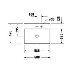 Duravit DuraSquare Waschtisch470x600x145mm wandh. Weiß Hochglanz, Rechteckig, DuraC... DURAVIT-2353600041 4053424151076 (Abb. 1)