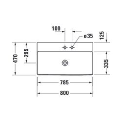 Duravit DuraSquare Waschtisch 470x800x145mm, DuraCeram, Weiß Hochglanz, Rechteckig,... DURAVIT-2353800071 4053424502731 (Abb. 1)