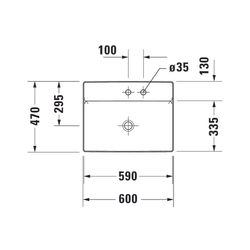 Duravit DuraSquare Aufsatzbecken 600mm, Weiß Hochglanz, DuraCeram, Rechteckig, mit ... DURAVIT-2354600041 4053424151212 (Abb. 1)