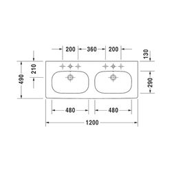 Duravit D-Code Doppelwaschtisch 490x1200x180mm, Weiß Hochglanz, Rechteckig, 2Wasch... DURAVIT-03481200002 4021534853357 (Abb. 1)
