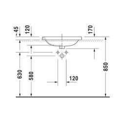 Duravit DuraStyle Einbauwaschtisch 455x560x170mm, Weiß Hochglanz, WonderGliss, mit... DURAVIT-03745600001 4021534899591 (Abb. 1)