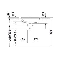 Duravit DuraStyle Halbeinbauwaschtisch 455x550x170mm, Weiß Hochglanz, 1 HL, mit Übe... DURAVIT-0375550000 4021534894190 (Abb. 1)