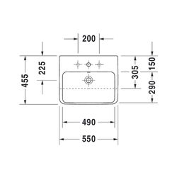 Duravit ME by Starck Halbeinbauwaschtisch 455x550x180mm, Weiß Hochglanz, 1 HL, mit ... DURAVIT-0378550000 4053424020624 (Abb. 1)