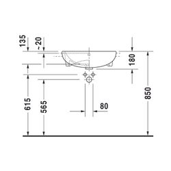 Duravit ME by Starck Halbeinbauwaschtisch 455x550x180mm, Weiß Hochglanz, 1 HL, mit ... DURAVIT-0378550000 4053424020624 (Abb. 1)