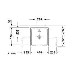 Duravit Starck 1 Aufsatzbecken 470mm, Weiß Hochglanz, WonderGliss, Rechteckig, ohn... DURAVIT-03874700281 4021534593956 (Abb. 1)