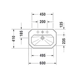 Duravit Serie 1930 Waschtisch 410x600x200mm wandh. Weiß Hochglanz, Oktogonal, Wond... DURAVIT-04386000001 4021534186509 (Abb. 1)
