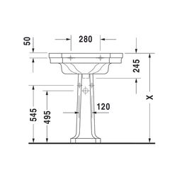 Duravit Serie 1930 Waschtisch 500x700x245mm wandhäng., Weiß Hochglanz, Oktogonal, 1... DURAVIT-0438700000 4021534084423 (Abb. 1)
