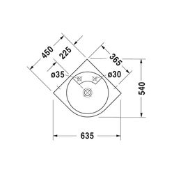 Duravit Architec Eck-Handwaschbecken 540x635x150mm wandh. Weiß Hochglanz, Halbrund,... DURAVIT-0448450000 4021534084812 (Abb. 1)