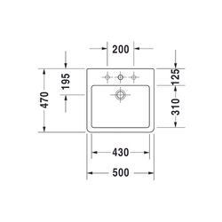 Duravit Vero Aufsatzbecken 500mm, Weiß Hochglanz, WonderGliss, Rechteckig, mit HLB... DURAVIT-04525000001 4021534434174 (Abb. 1)