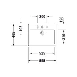 Duravit Vero Aufsatzbecken 595mm, Weiß Hochglanz, Rechteckig, mit HLB, mit Überlauf... DURAVIT-0452600000 4021534346279 (Abb. 1)
