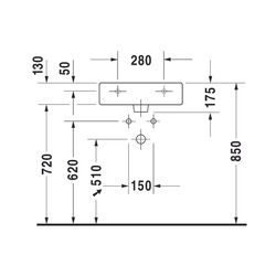 Duravit Vero Waschtisch 470x500x175mm wandhäng., Weiß Hochglanz, Rechteckig, 1 WP m... DURAVIT-0454500000 4021534269301 (Abb. 1)