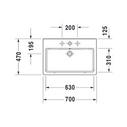 Duravit Vero Waschtisch 470x700x165mm wandhäng., Weiß Hochglanz, Rechteckig, 1 WP m... DURAVIT-0454700027 4021534693694 (Abb. 1)
