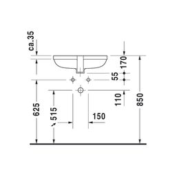 Duravit Happy D.2 Einbauwaschtisch 385x520x170mm, Weiß Hochglanz, WonderGliss, ohn... DURAVIT-04574800001 4021534286094 (Abb. 1)