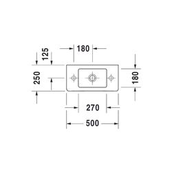 Duravit Vero Handwaschbecken 250x500x150mm, Weiß Hochglanz, Rechteckig, 1 Waschplat... DURAVIT-0703500000 4021534317354 (Abb. 1)