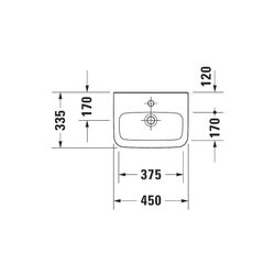 Duravit DuraStyle Handwaschbecken 335x450x115mm, Weiß Hochglanz, WonderGliss, Rech... DURAVIT-07084500001 4021534850943 (Abb. 1)