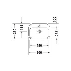 Duravit Happy D.2 Handwaschbecken 360x500x145mm, Weiß Hochglanz, Rechteckig,1 Wasch... DURAVIT-0709500000 4021534855832 (Abb. 1)