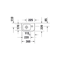 Duravit DuraStyle Handwaschbecken 220x360x140mm Weiß Hochglanz, WonderGliss, Recht... DURAVIT-07133600001 4053424509297 (Abb. 1)