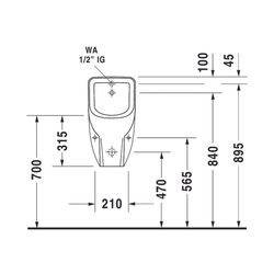 Duravit D-Code Urinal 290x305x565mm Weiß Hochglanz Rimless, Verdrängung, Zulauf hin... DURAVIT-0829300000 4021534392238 (Abb. 1)