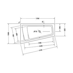 Duravit Paiova Badewanne 485x1000x1700mm, 180l, Weiß glänzend, Trapezförmig, E... DURAVIT-700212000000000 4021534586774 (Abb. 1)
