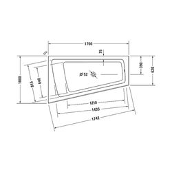 Duravit Paiova Badewanne 480x1000x1700mm, 170l, Weiß glänzend, Trapezförmig, E... DURAVIT-700264000000000 4021534640179 (Abb. 1)