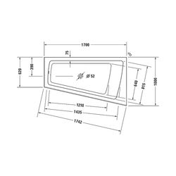 Duravit Paiova Badewanne 480x1000x1700mm, 170l, Weiß glänzend, Trapezförmig, E... DURAVIT-700265000000000 4021534640186 (Abb. 1)