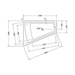 Duravit Paiova Badewanne 480x1300x1700mm, 225l, Weiß glänzend, Trapezförmig, E... DURAVIT-700266000000000 4021534640193 (Abb. 1)