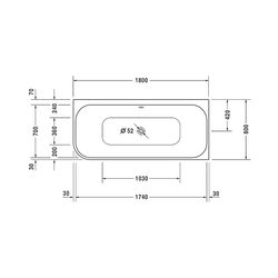 Duravit Happy D.2 Plus Badewanne 480x800x1800mm, Weiß glänzend, Rechteckig, Ec... DURAVIT-700317000000000 4021534874413 (Abb. 1)