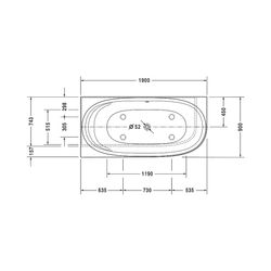 Duravit Cape Cod Badewanne 510x900x1900mm, Mattweiß, Halbrund, Ecke L, 1 Rücke... DURAVIT-700362000000000 4021534986451 (Abb. 1)