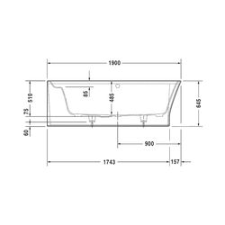 Duravit Cape Cod Badewanne 510x900x1900mm, Mattweiß, Halbrund, Ecke L, 1 Rücke... DURAVIT-700362000000000 4021534986451 (Abb. 1)