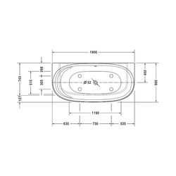 Duravit Cape Cod Badewanne 510x900x1900mm, Mattweiß, Halbrund, Vorwand, 1 Rück... DURAVIT-700364000000000 4021534986475 (Abb. 1)