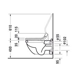 Duravit Starck 3 Wand-WC 620x365x380mm, Weiß Hochglanz, 6l, Tiefspüler, geschlossen... DURAVIT-2226090000 4021534589195 (Abb. 1)