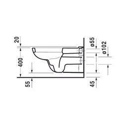 Duravit D-Code Wand-WC 700x360x365mm, Weiß Hochglanz, 4,5l, Tiefspüler, geschlossen... DURAVIT-2228090000 4021534822377 (Abb. 1)