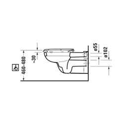 Duravit D-Code Wand-WC 700x360x365mm, Weiß Hochglanz, 4,5l, Tiefspüler, geschlossen... DURAVIT-2228090000 4021534822377 (Abb. 1)