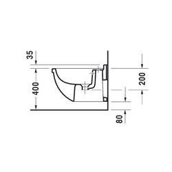 Duravit Starck 3 Wandbidet 540x355x320mm, Weiß Hochglanz, WonderGliss, 1 HL, mit H... DURAVIT-22301500001 4021534223723 (Abb. 1)