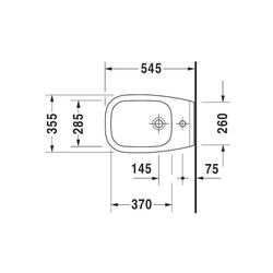 Duravit D-Code Wandbidet 545x355x350mm, Weiß Hochglanz, 1 HL, mit HLB/Überlauf... DURAVIT-2257150000 4021534863042 (Abb. 1)