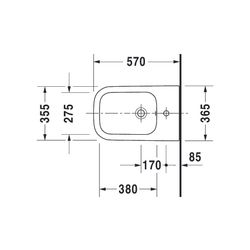 Duravit Happy D.2 Stand Bidet 570x365x400mm, Weiß Hochglanz, 1 HL, mit Überlauf, Ba... DURAVIT-2267100000 4021534856082 (Abb. 1)
