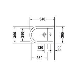 Duravit Starck 3 Wandbidet 540x365x335mm Weiß Hochglanz, WonderGliss, 1 HL, HLB, Ü... DURAVIT-22801500001 4021534630972 (Abb. 1)