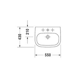 Duravit D-Code Waschtisch 430x550x175mm wandhäng., Weiß Hochglanz, Halbrund, 1 WP m... DURAVIT-2310550000 4021534344060 (Abb. 1)