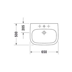 Duravit D-Code Waschtisch 500x650x180mm wandhäng., Weiß Hochglanz, Halbrund, 1 WP m... DURAVIT-2310650000 4021534344046 (Abb. 1)