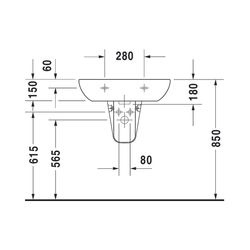 Duravit D-Code Waschtisch 500x650x180mm wandhäng., Weiß Hochglanz, Halbrund, 1 WP m... DURAVIT-2310650000 4021534344046 (Abb. 1)
