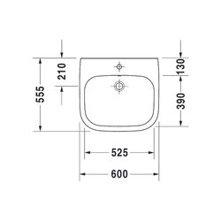Duravit D-Code Waschtisch 555x600x155mm wandhäng., Weiß Hochglanz, Rechteckig, 1 Wa... DURAVIT-2312600000 4021534686504 (Abb. 1)