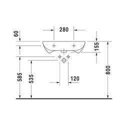 Duravit D-Code Waschtisch 555x600x155mm wandhäng., Weiß Hochglanz, Rechteckig, 1 Wa... DURAVIT-2312600000 4021534686504 (Abb. 1)