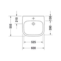 Duravit D-Code Waschtisch 555x600x155mm wandhäng., Weiß Hochglanz, Rechteckig, 1 Wa... DURAVIT-2313600000 4021534686528 (Abb. 1)