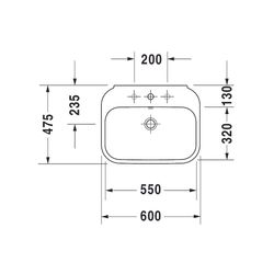 Duravit Happy D.2 Waschtisch 475x600x175mm wandhängend Weiß Hochglanz, Rechteckig,... DURAVIT-23166000001 4021534848797 (Abb. 1)