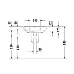 Duravit Happy D.2 Waschtisch 475x600x175mm wandhängend Weiß Hochglanz, Rechteckig,... DURAVIT-23166000001 4021534848797 (Abb. 1)