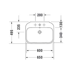Duravit Happy D.2 Waschtisch 495x650x175mm wandhängend Weiß Hochglanz, Rechteckig,... DURAVIT-23166500001 4021534848728 (Abb. 1)