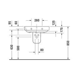 Duravit Happy D.2 Waschtisch 495x650x175mm wandhängend Weiß Hochglanz, Rechteckig,... DURAVIT-23166500001 4021534848728 (Abb. 1)